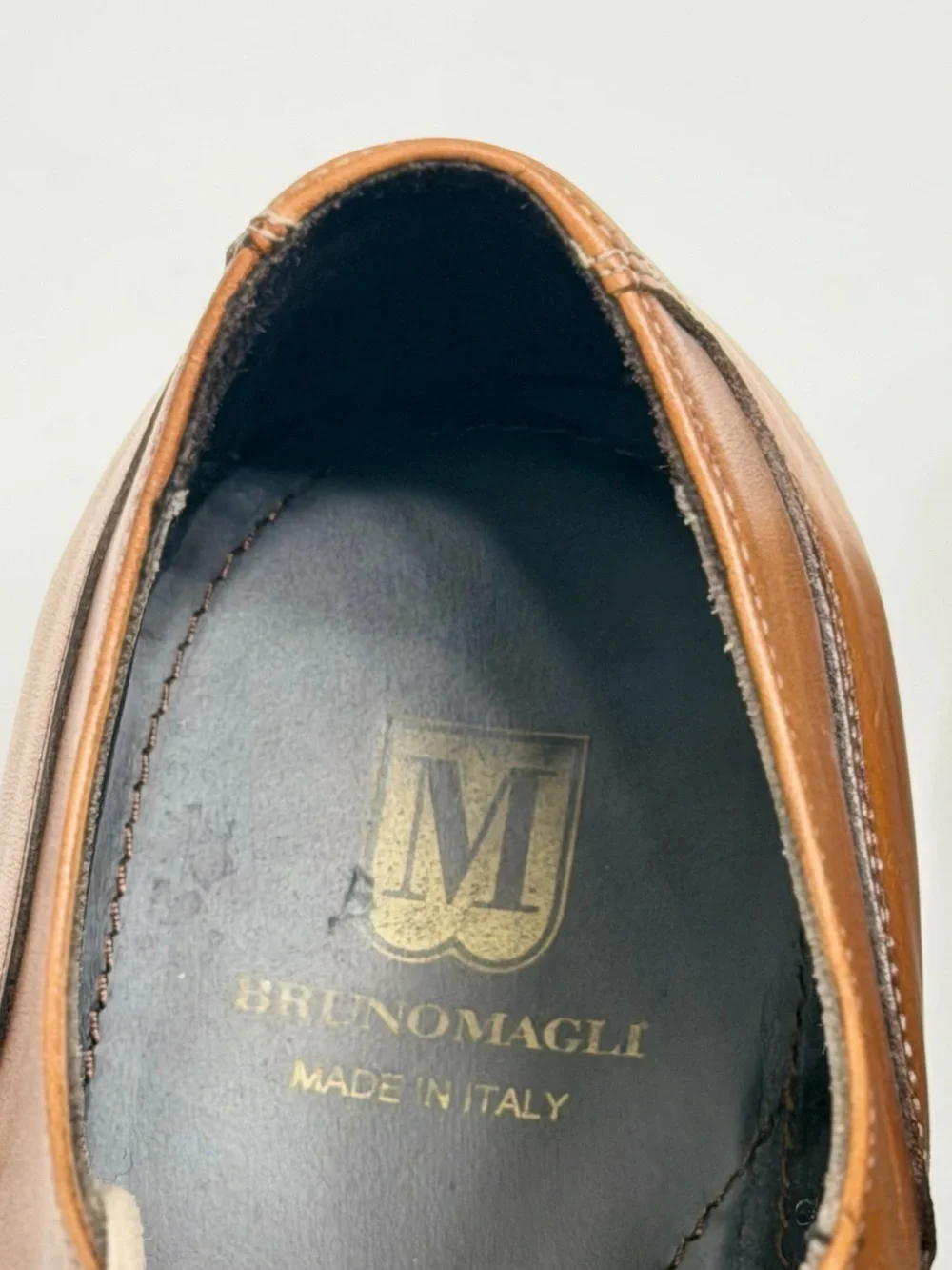 Bruno Magli Cognac Brown Leather Cap-Toe Oxfords